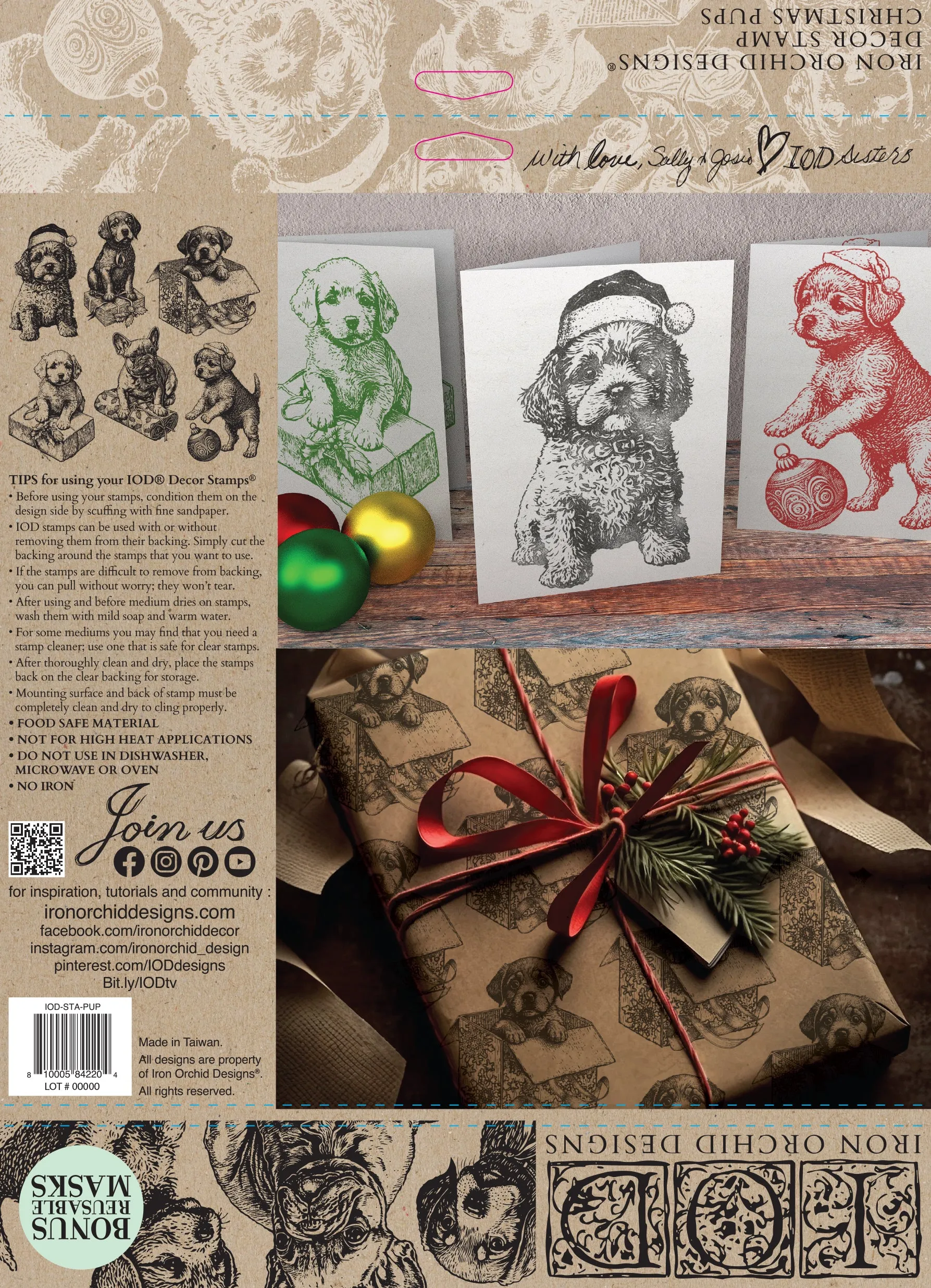 Iron Orchid Designs Christmas Pups | IOD Decor Stamp