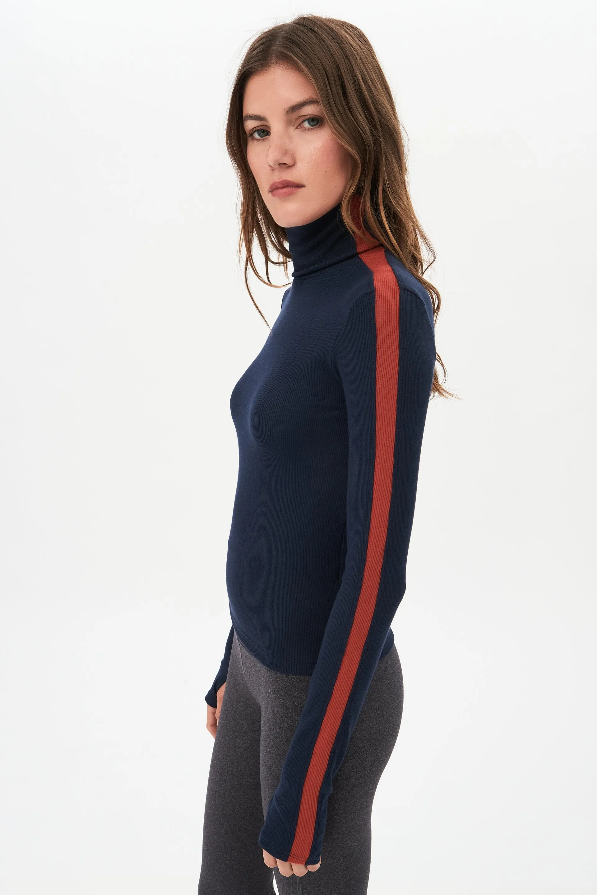 Jackson Rib Turtleneck, Indigo Rum