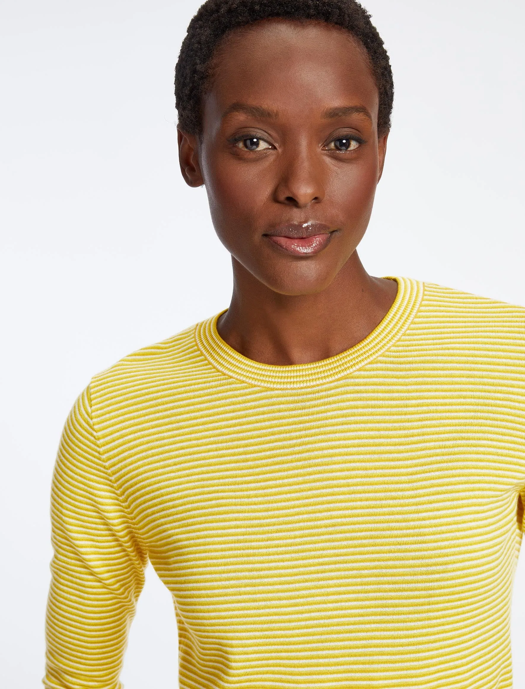 Jodi Cotton Jumper - Mustard Yellow Cream Stripe