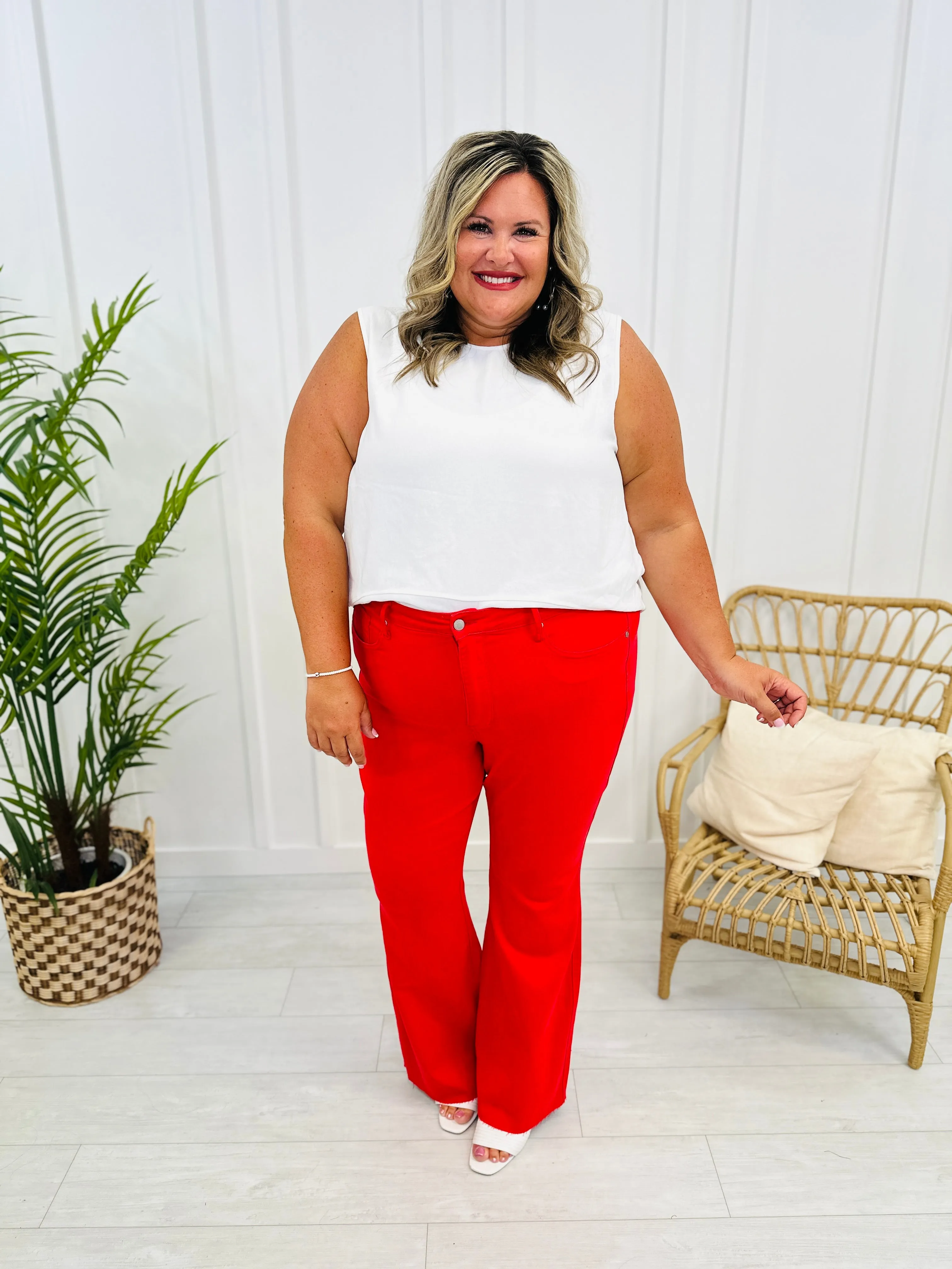 Judy Blue Loving You Was Red Tummy Control Flare Jeans in Reg/Curvy