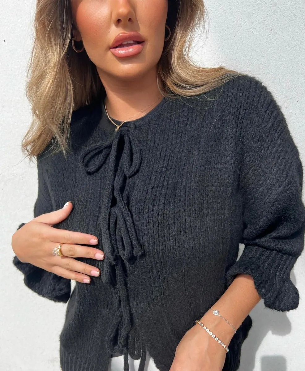 Juliana Tie Front Detail Chunky Knit Jumper