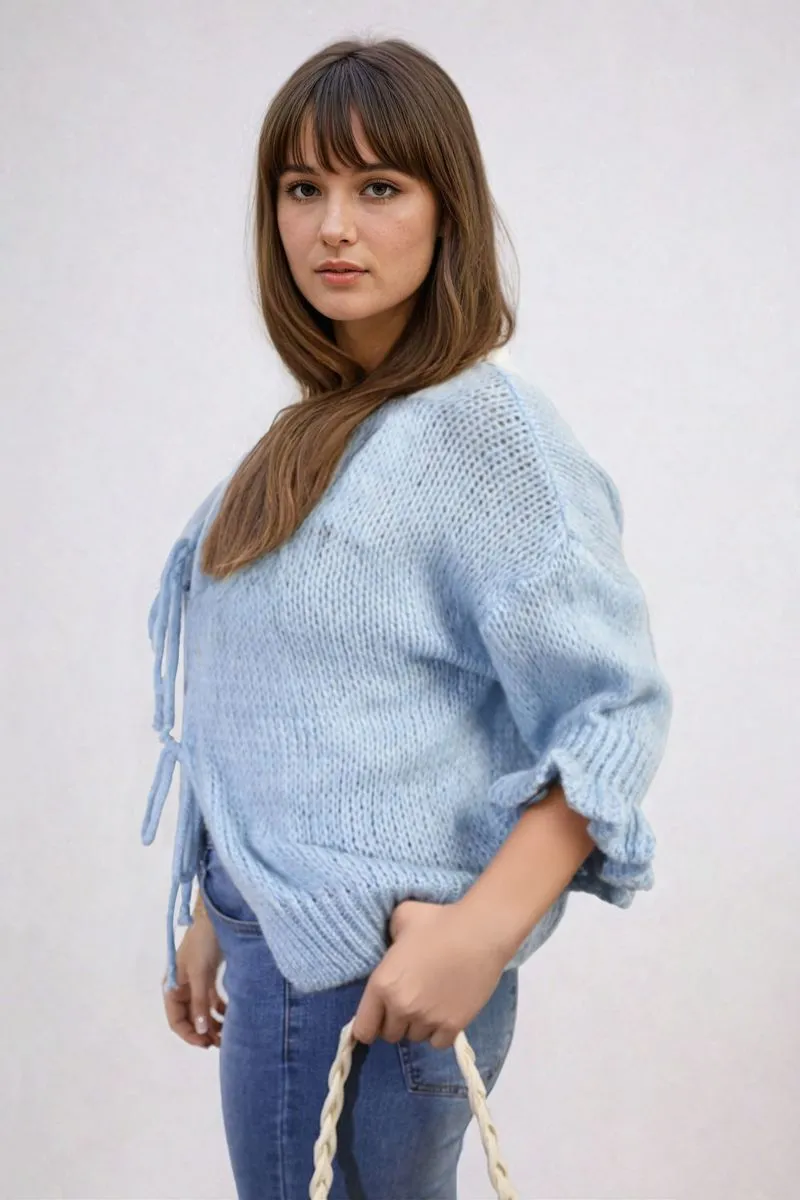 Juliana Tie Front Detail Chunky Knit Jumper