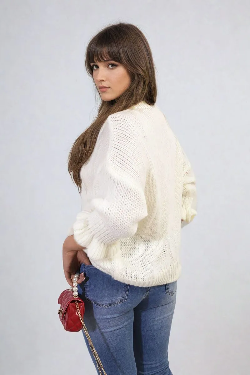 Juliana Tie Front Detail Chunky Knit Jumper