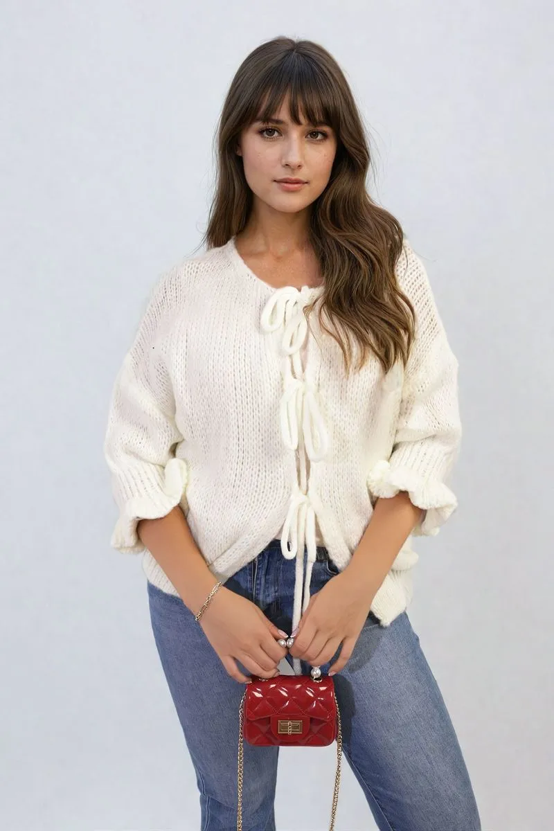 Juliana Tie Front Detail Chunky Knit Jumper