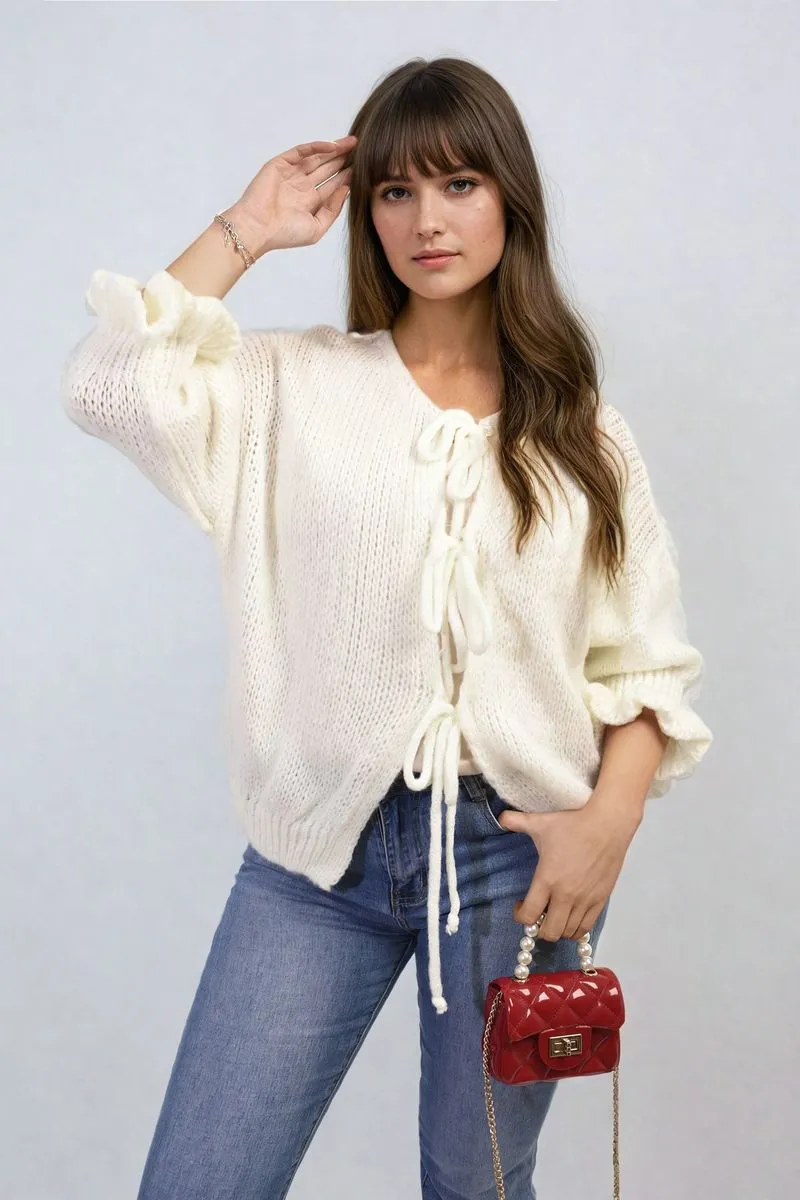 Juliana Tie Front Detail Chunky Knit Jumper