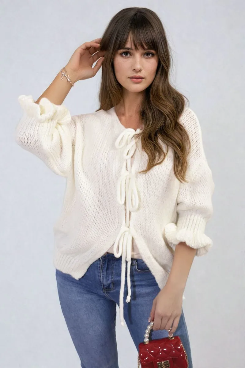 Juliana Tie Front Detail Chunky Knit Jumper