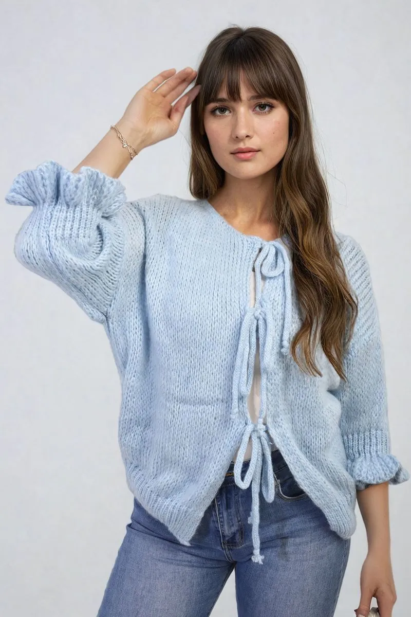 Juliana Tie Front Detail Chunky Knit Jumper