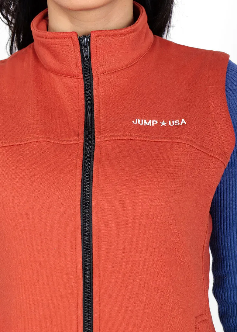 JUMP USA Women's Rust Sleeveless Solid Fleece vest  Jacket