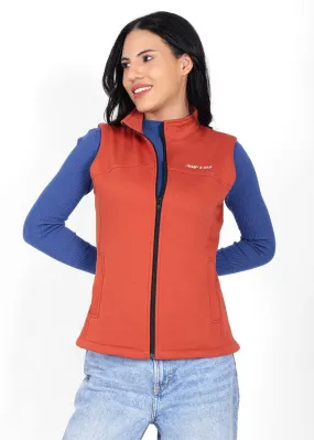 JUMP USA Women's Rust Sleeveless Solid Fleece vest  Jacket