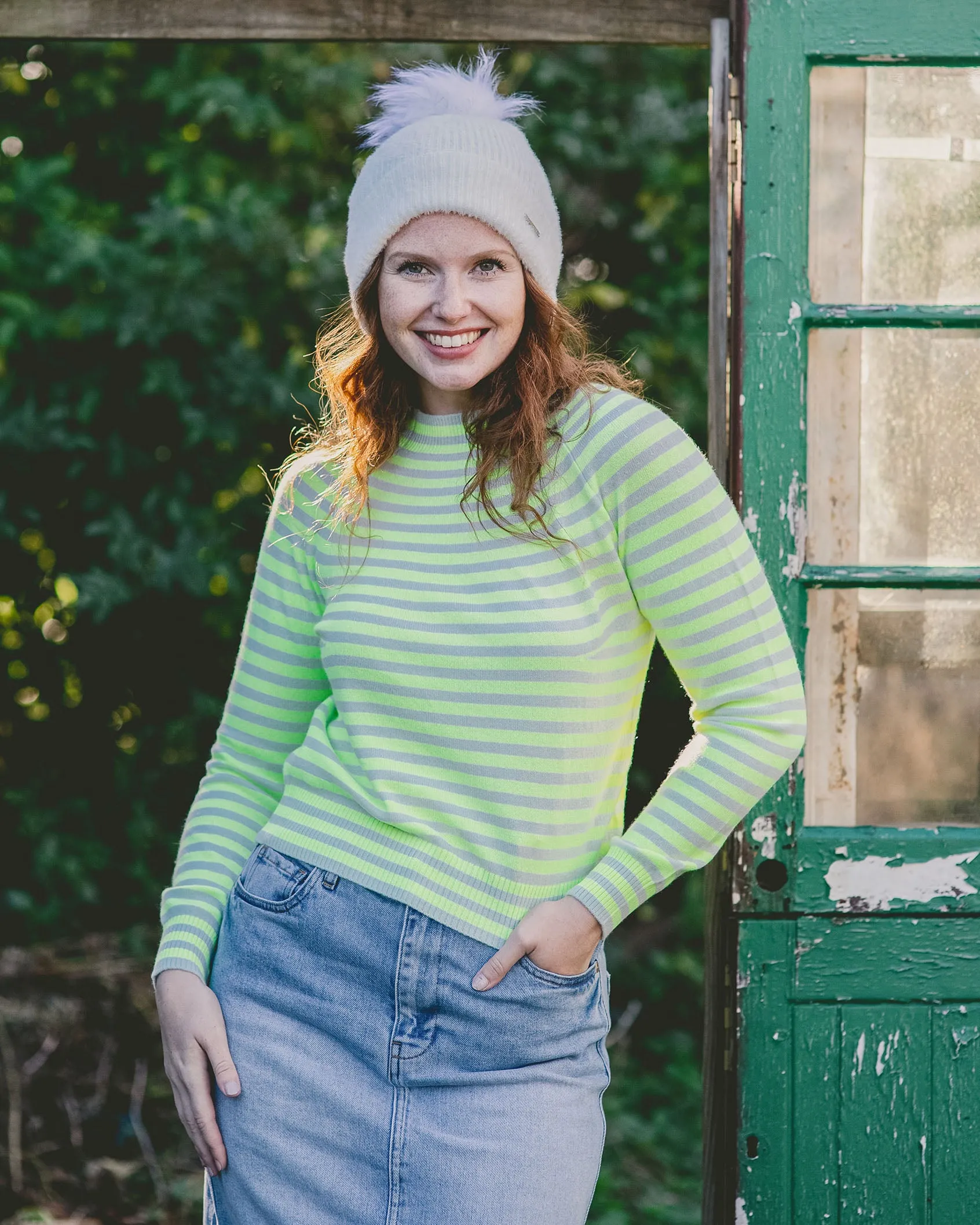 Jumper 1234 Neon Yellow Stripe Vary Crew