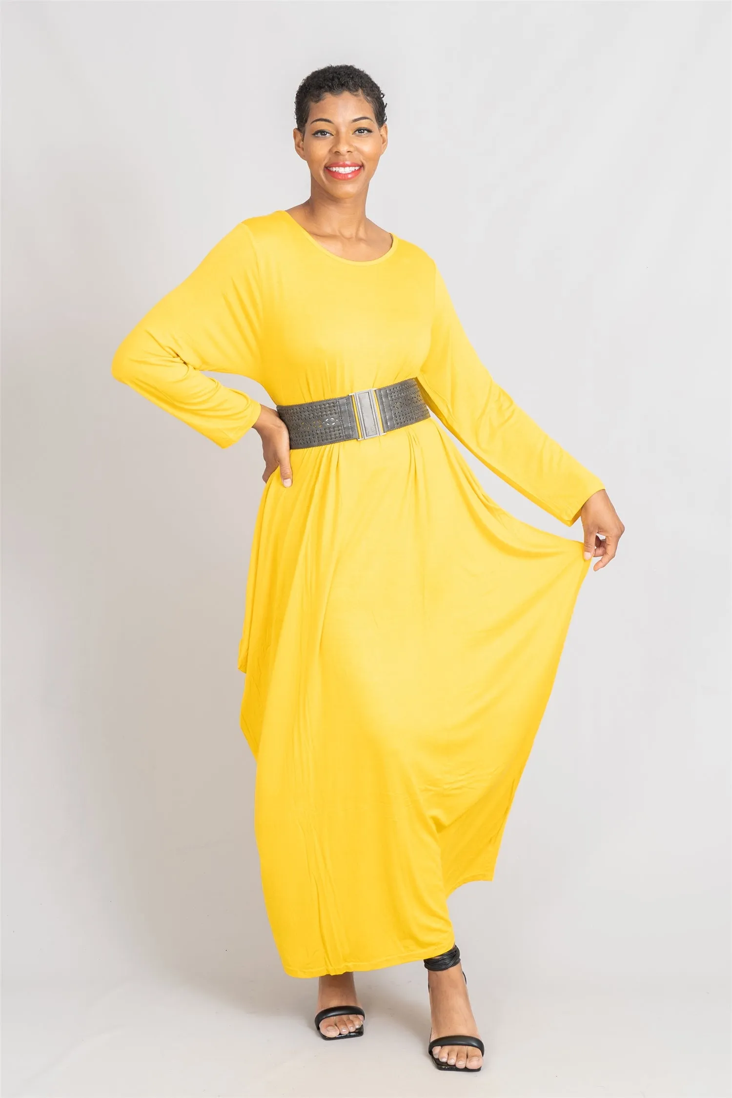 KaraChic CHH18028LS Long Sleeve Knit Bubble Maxi Dress