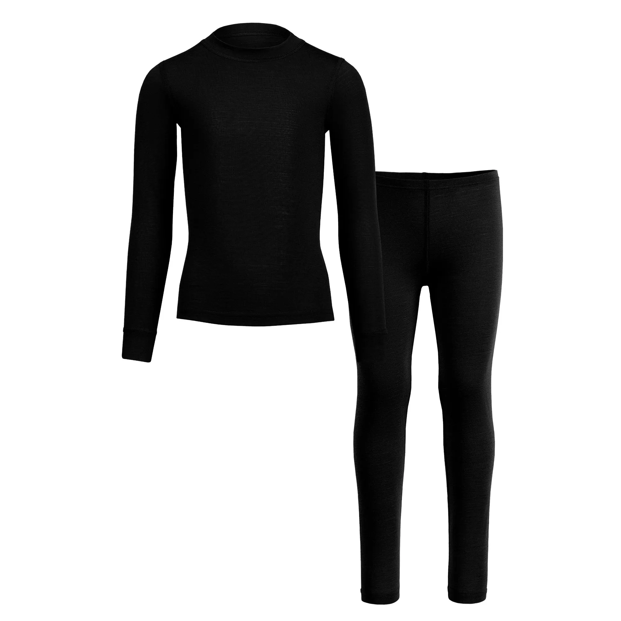 Kids' 160 Long Sleeve & Bottom 2-Piece Black