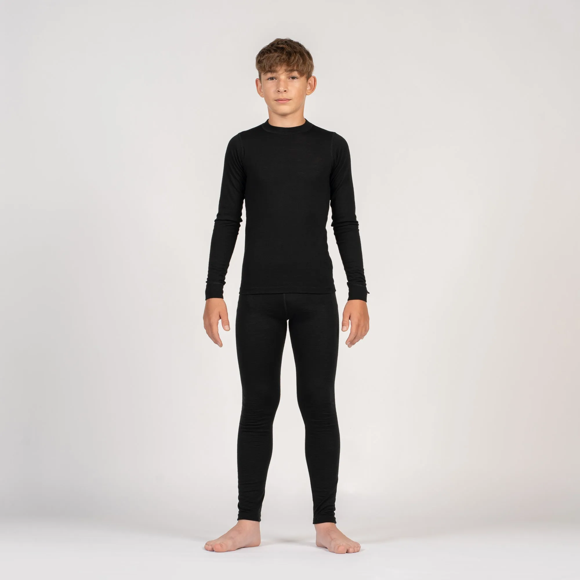 Kids' 160 Long Sleeve & Bottom 2-Piece Black