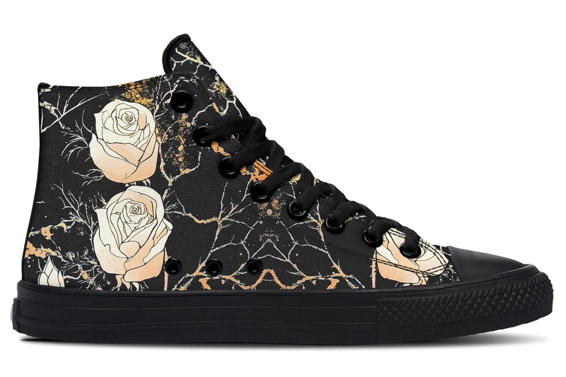 Kintsugi Rose High Tops - Classic Premium Canvas Shoes with Comfortable and Durable Soles