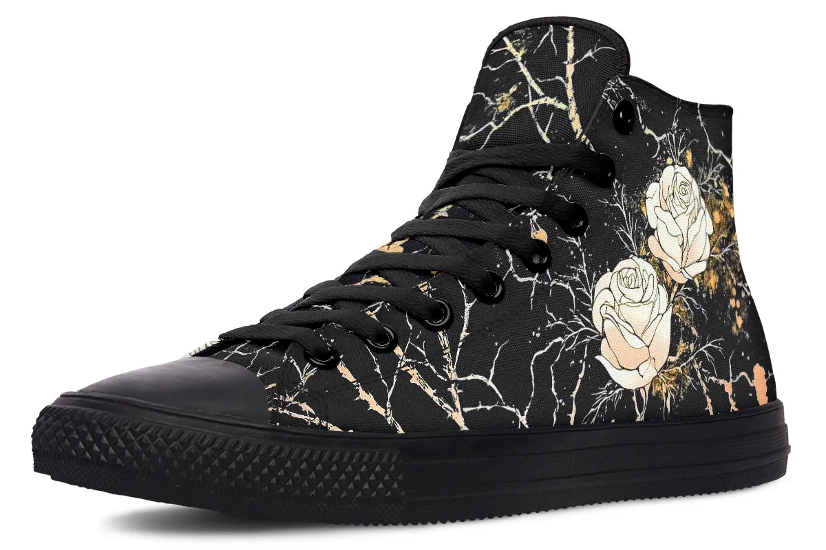 Kintsugi Rose High Tops - Classic Premium Canvas Shoes with Comfortable and Durable Soles