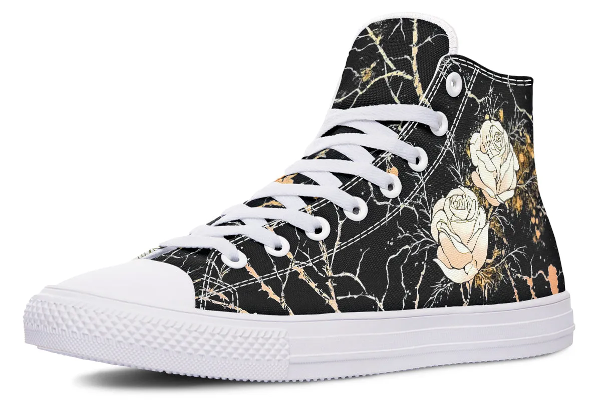 Kintsugi Rose High Tops - Classic Premium Canvas Shoes with Comfortable and Durable Soles