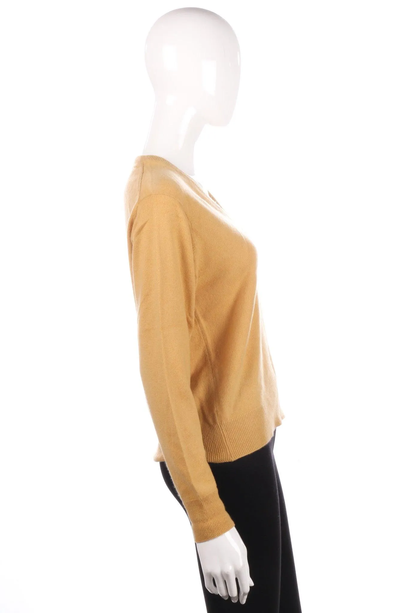 Kintyre silk and cashmere yellow v neck jumper size 12/14