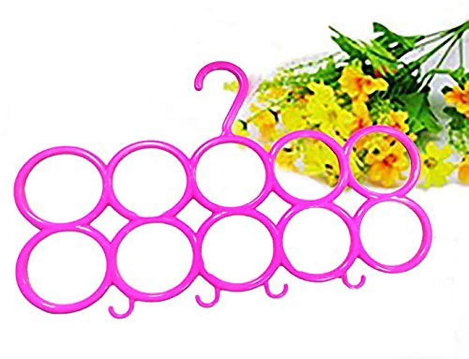 Kuber Industries 10-Circle Plastic 2 Pieces Ring Hanger for Scarf, Shawl, Tie, Belt, Closet Accessory Wardrobe Organizer (Multicolour) - CTKTC030745