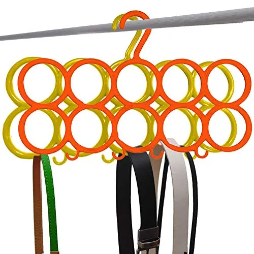 Kuber Industries 10-Circle Plastic 2 Pieces Ring Hanger for Scarf, Shawl, Tie, Belt, Closet Accessory Wardrobe Organizer (Multicolour) - CTKTC030745