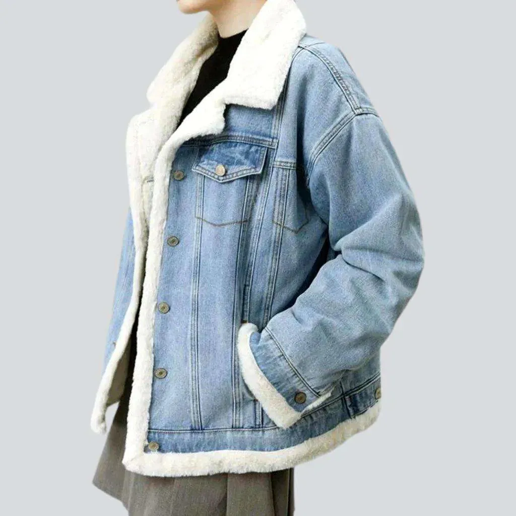 Lamb fleece women's denim jacket