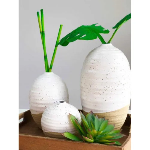 Large Round White Ceramic Vase