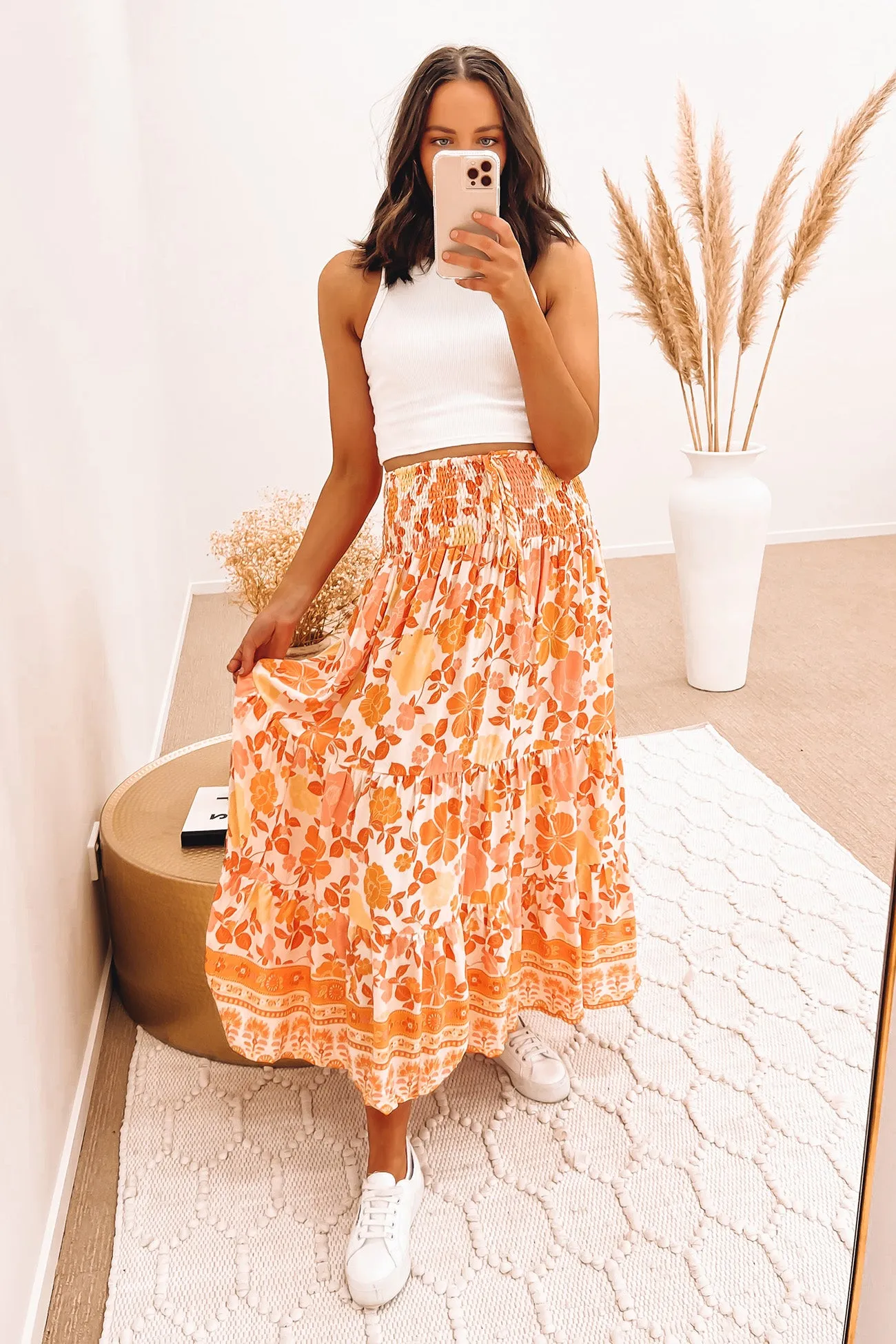 Lillian Maxi Skirt Orange Floral