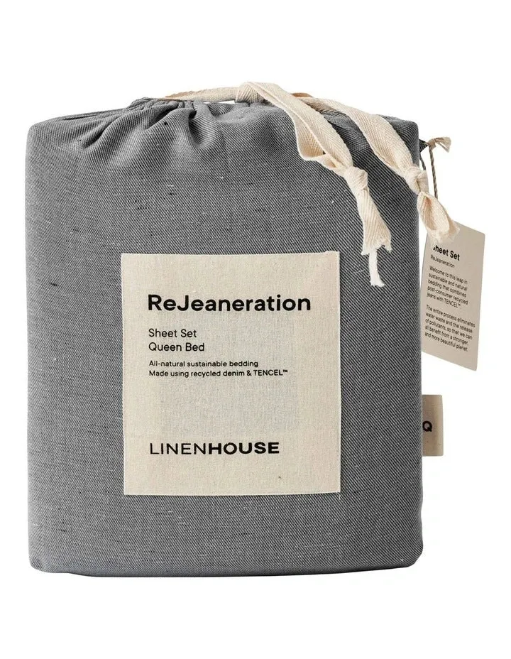 LINEN HOUSE REJEANERATION RIALTA SHEET SET CHARCOAL