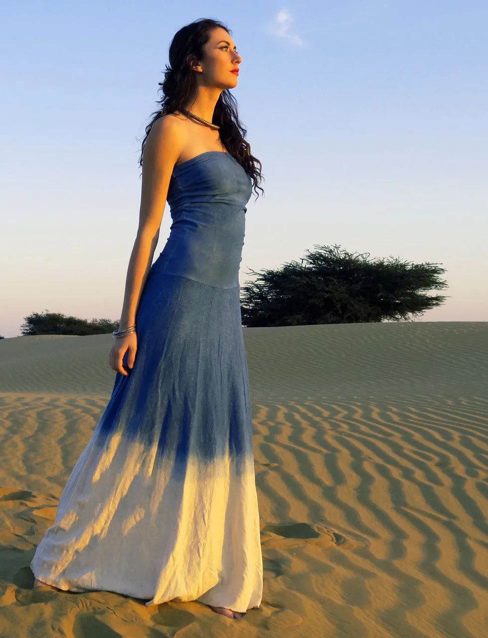 Love Me 2 Times Wanderer INDIGO Dip Dyed Long Dress