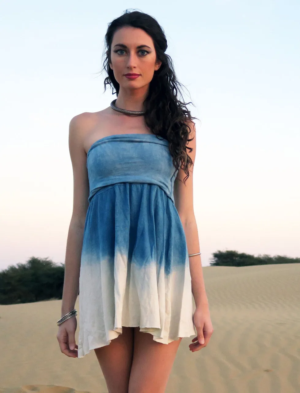 Love Me 2 Times Wanderer INDIGO Dip-Dyed Short Dress