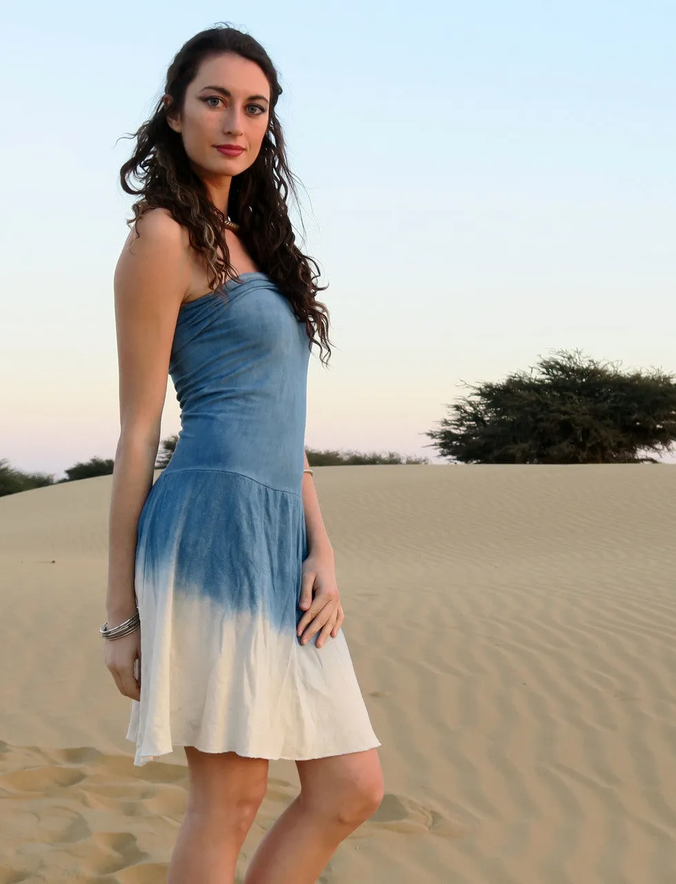 Love Me 2 Times Wanderer INDIGO Dip-Dyed Short Dress