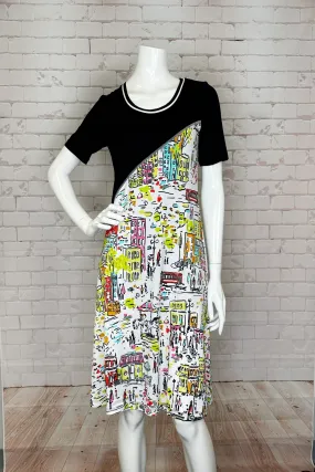 LOVE THE CITY SS DRESS WITH CONTRAST TOP