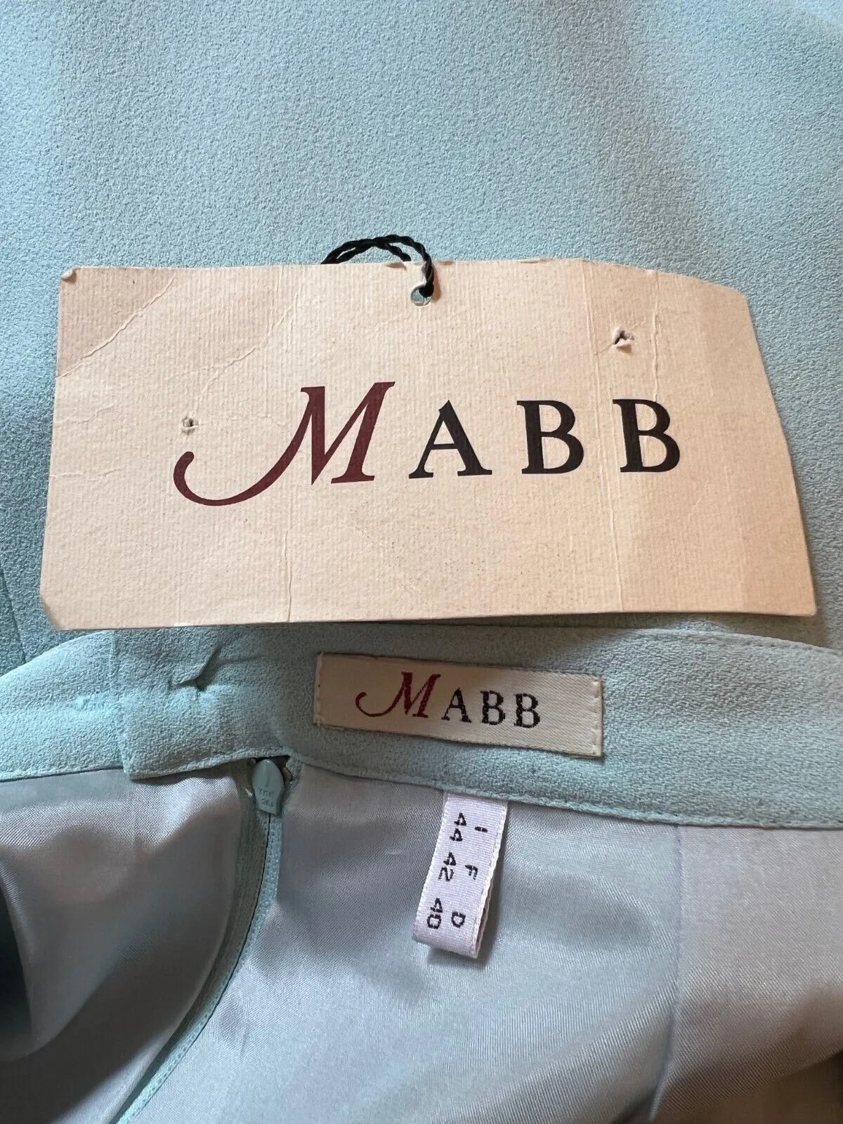 Mabb Vintage Baby Blue Crepe Summer Pencil Skirt  UK 10  US 6 EU 38 BNWT