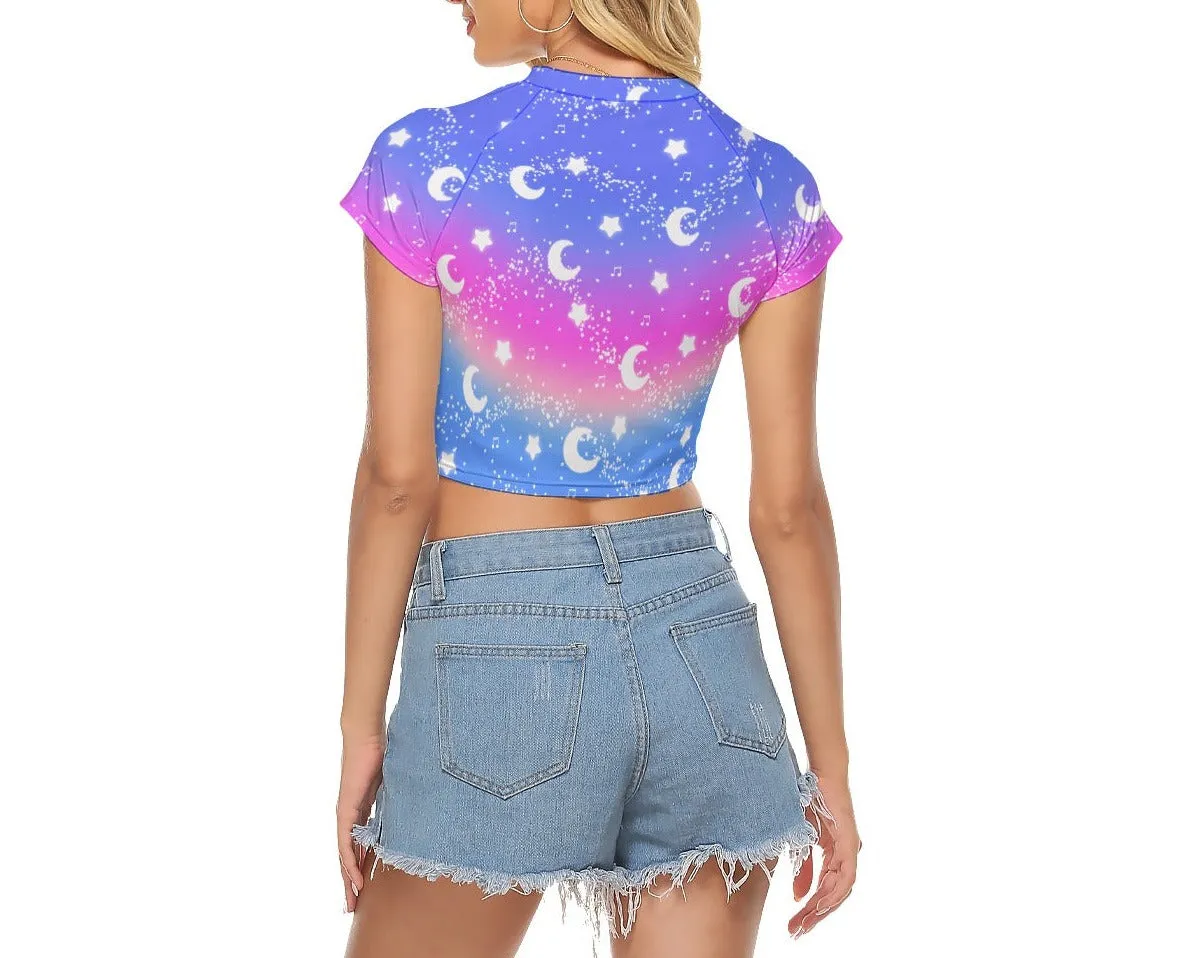 Magical Fairy Time (Rainbow Twilight) Women's Raglan Crop Top