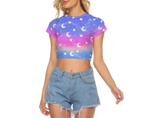 Magical Fairy Time (Rainbow Twilight) Women's Raglan Crop Top