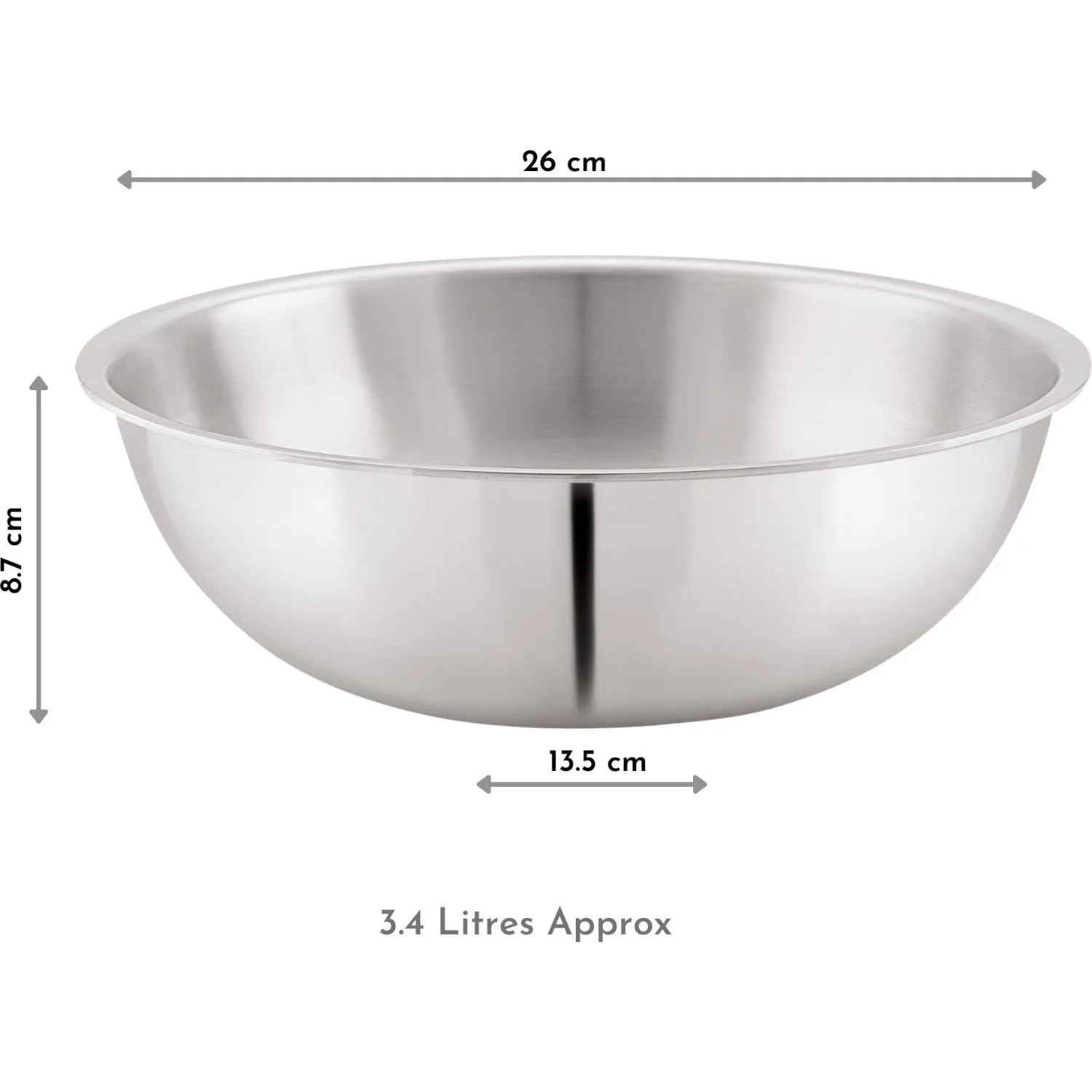 Magnus Triply Deep Tasla 3.4 L capacity 26 cm diameter (Stainless Steel, Induction Bottom)