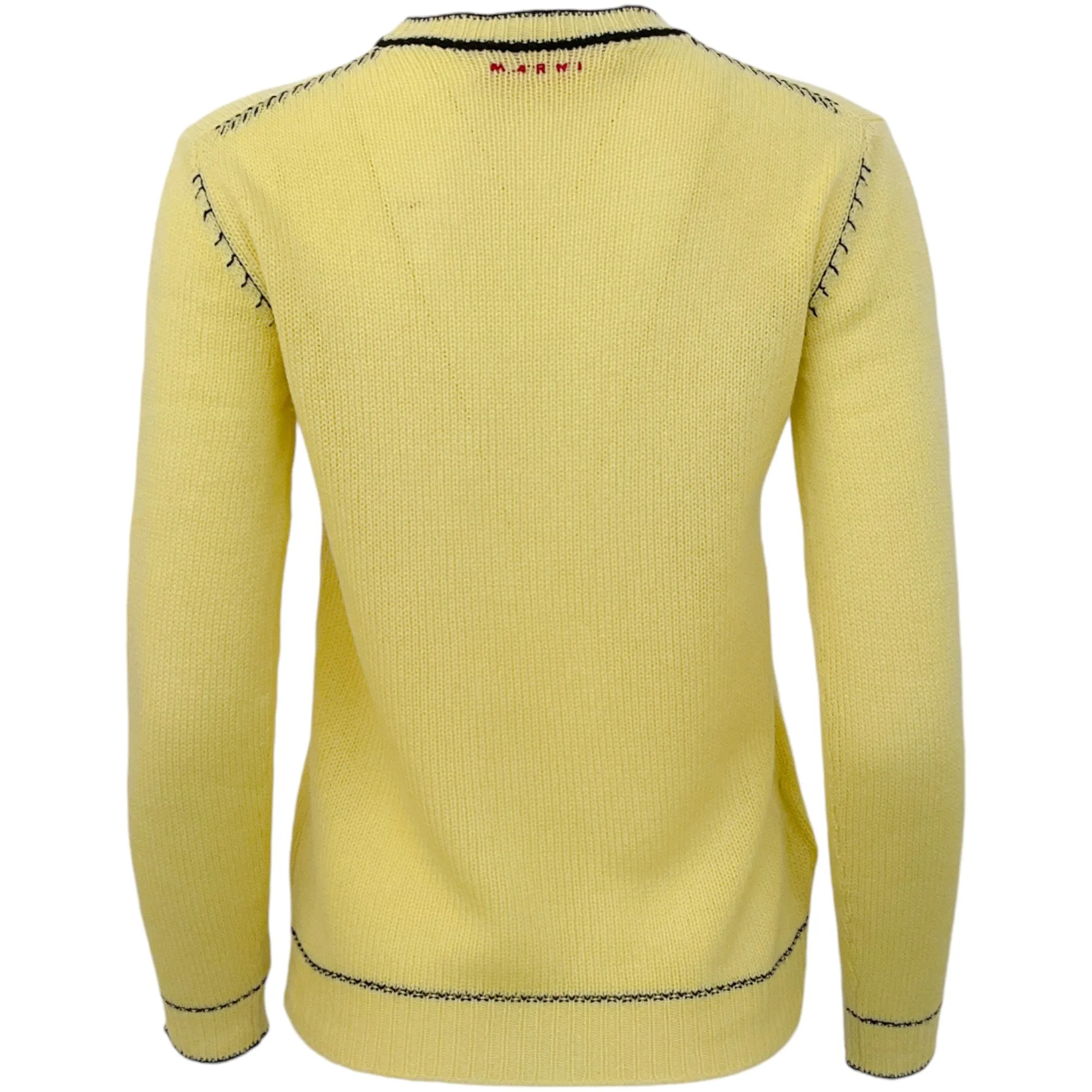 Marni Yellow Cashmere Sweater with Black Trim