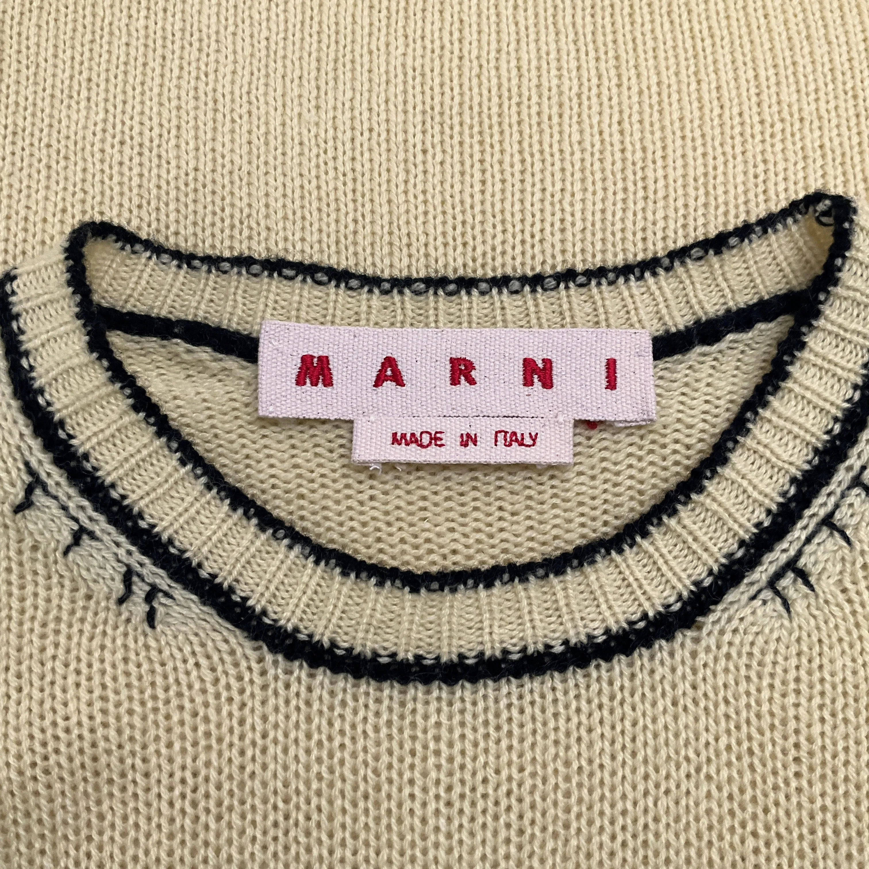 Marni Yellow Cashmere Sweater with Black Trim