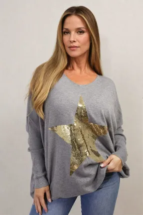 Melissa Sequin Star Oversized Knitted Jumper