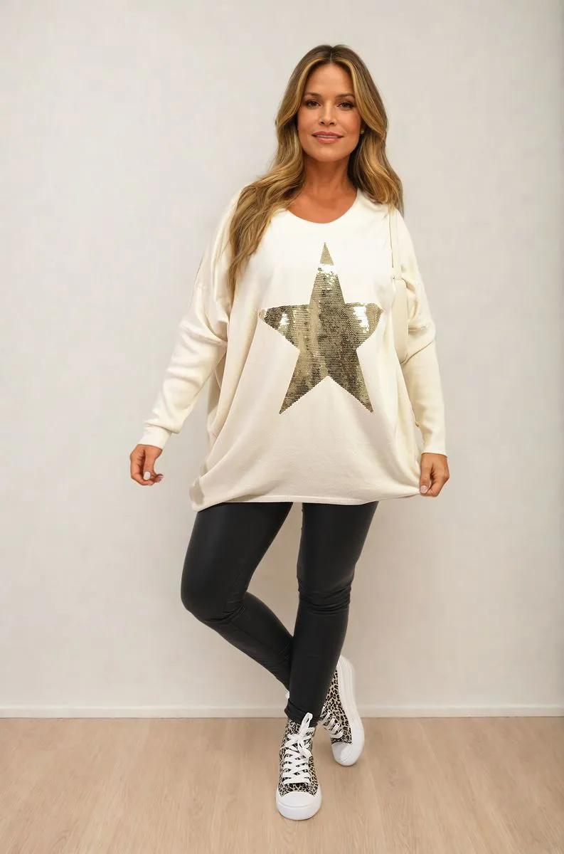 Melissa Sequin Star Oversized Knitted Jumper