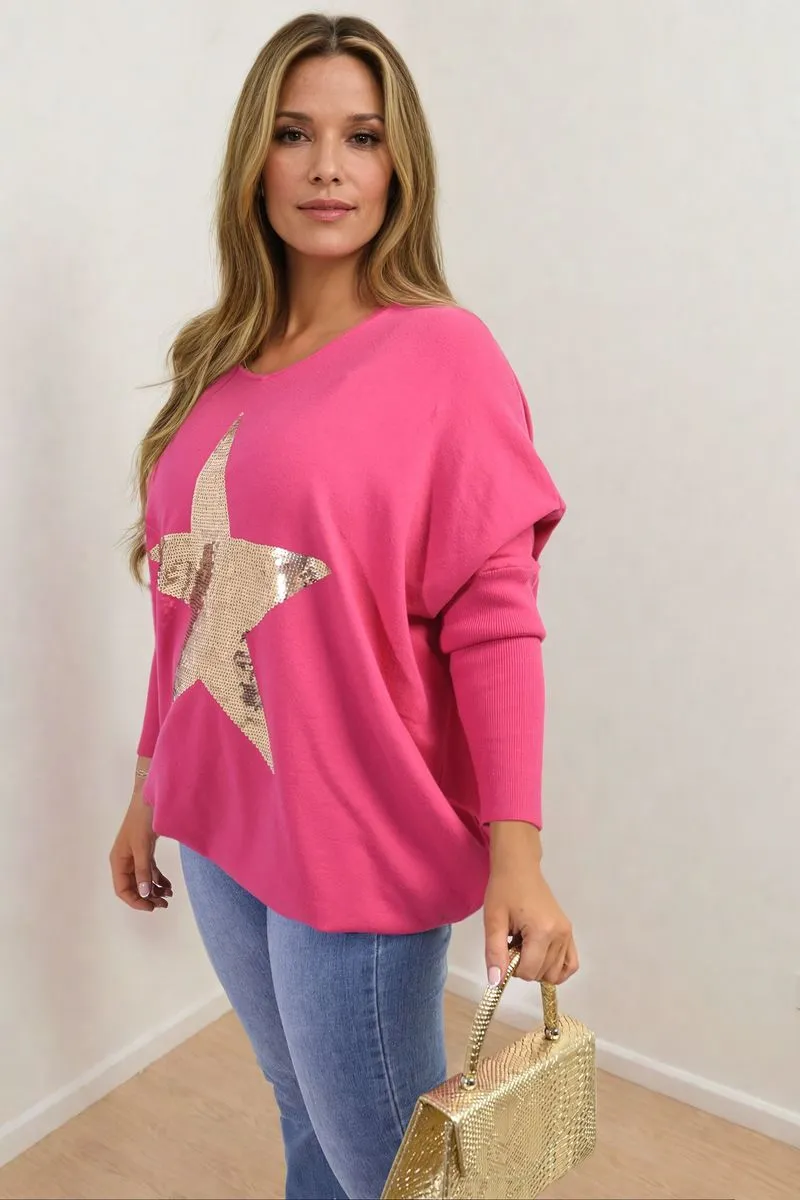 Melissa Sequin Star Oversized Knitted Jumper