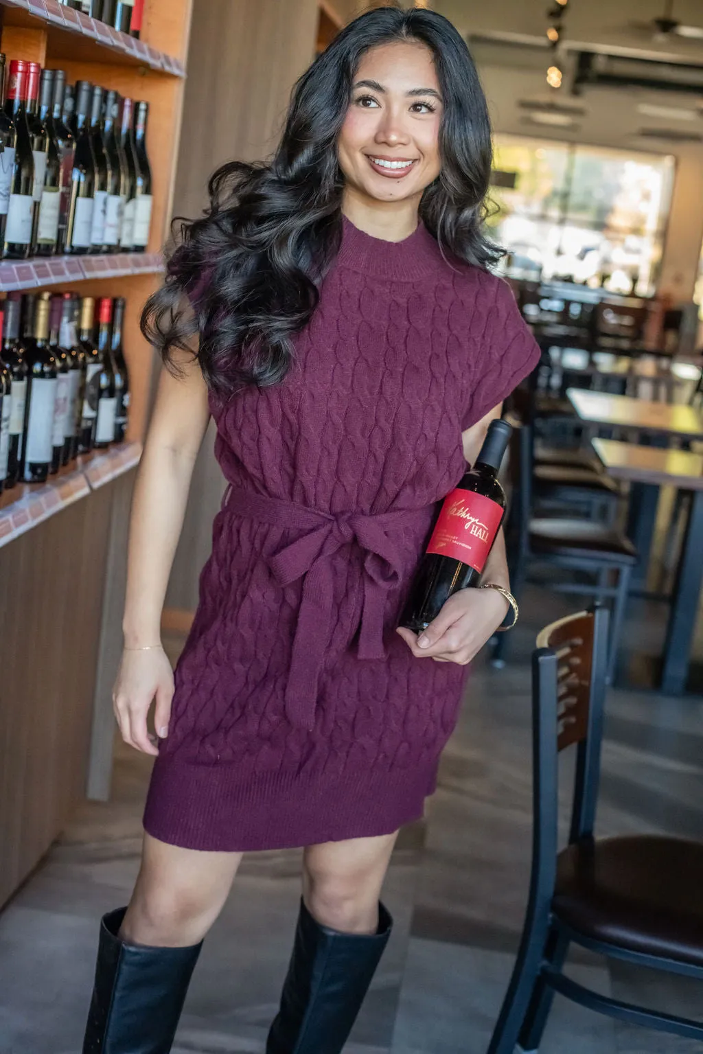 Merlot Knit Mini Dress