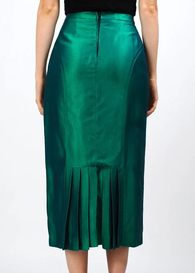 Metallic Beetle Green Pencil Skirt