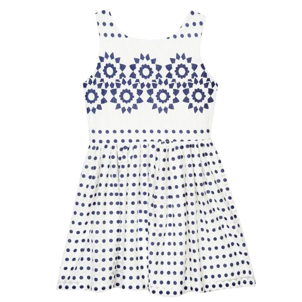 Michelle Navy & White Skater Dress