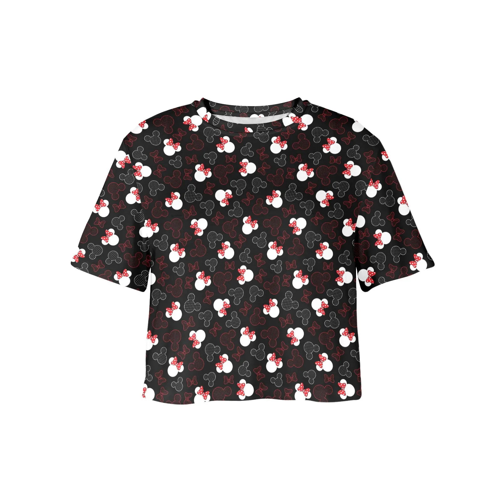 Mickey And Minnie Dots Women's Cropped T-shirt