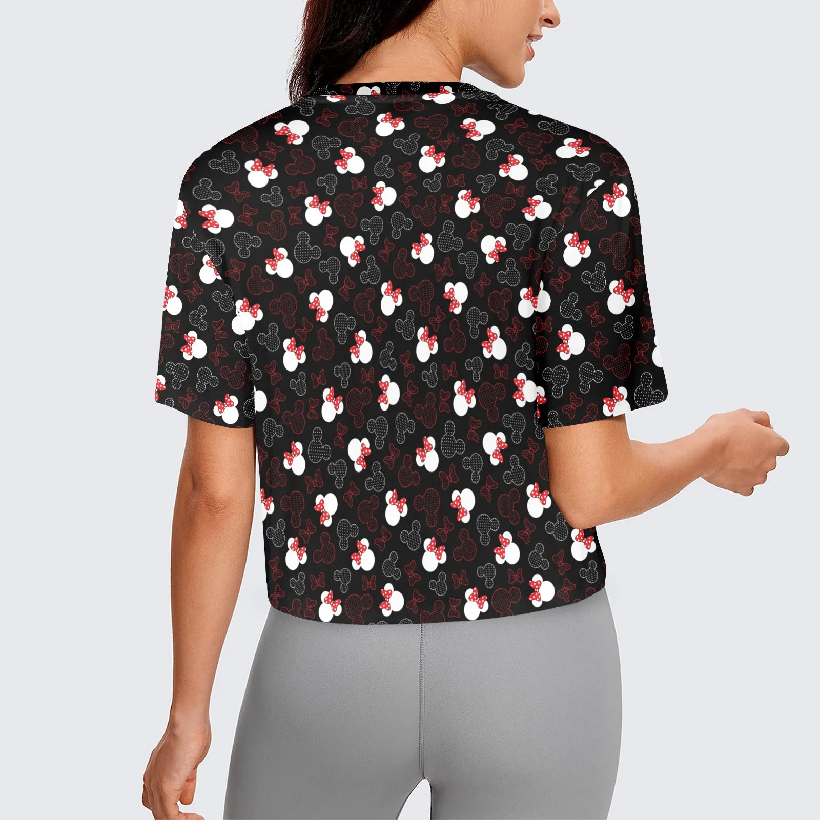 Mickey And Minnie Dots Women's Cropped T-shirt