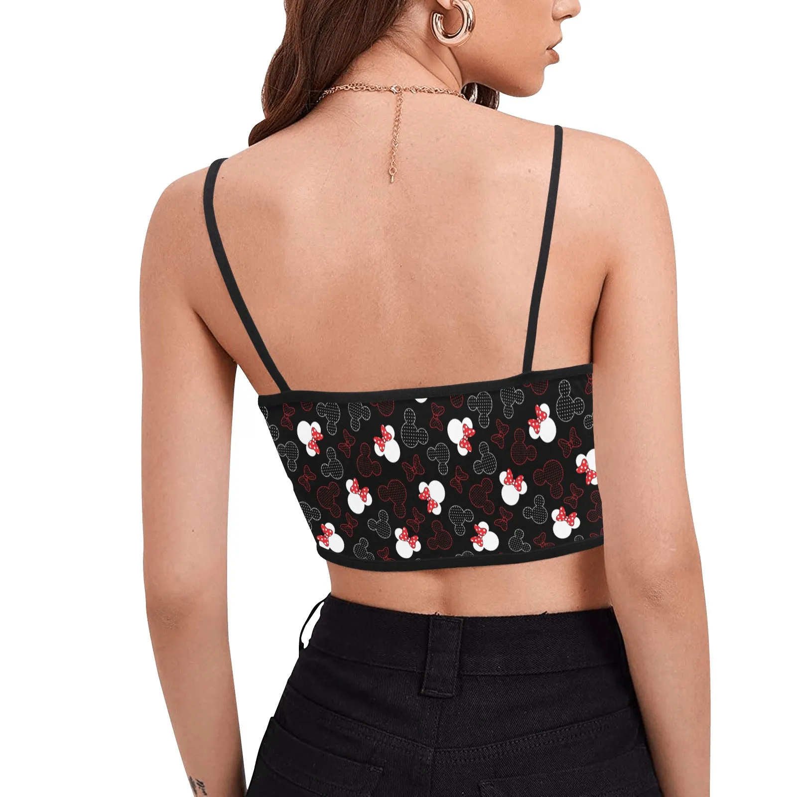 Mickey And Minnie Dots Women's Spaghetti Strap Crop Top