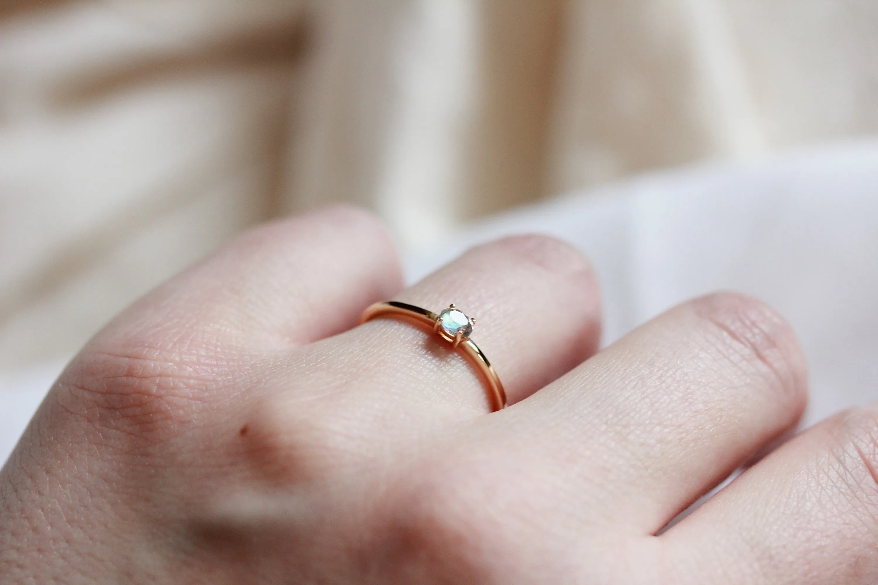 MINI GEM STACKING RING - LABRADORITE