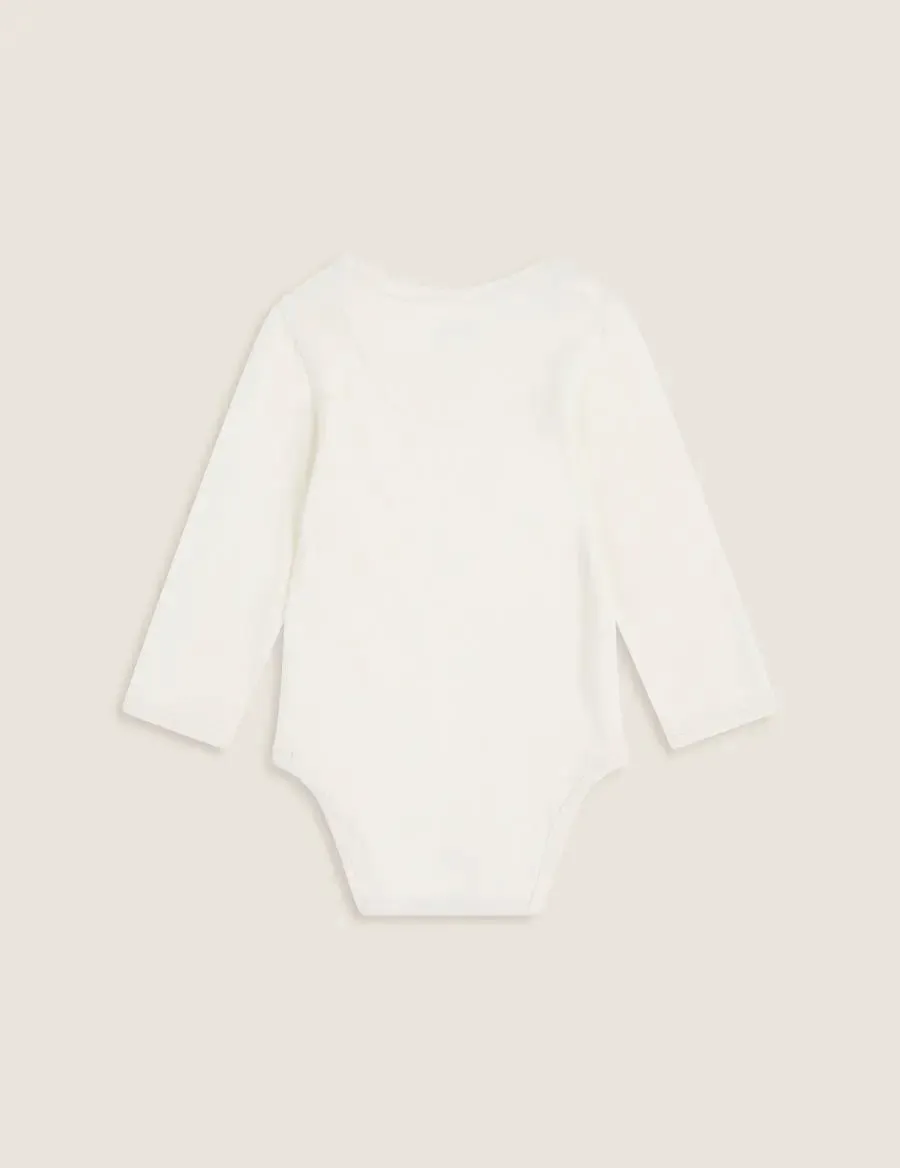 Natural White Baby Long Sleeve Bamboo Bodysuit