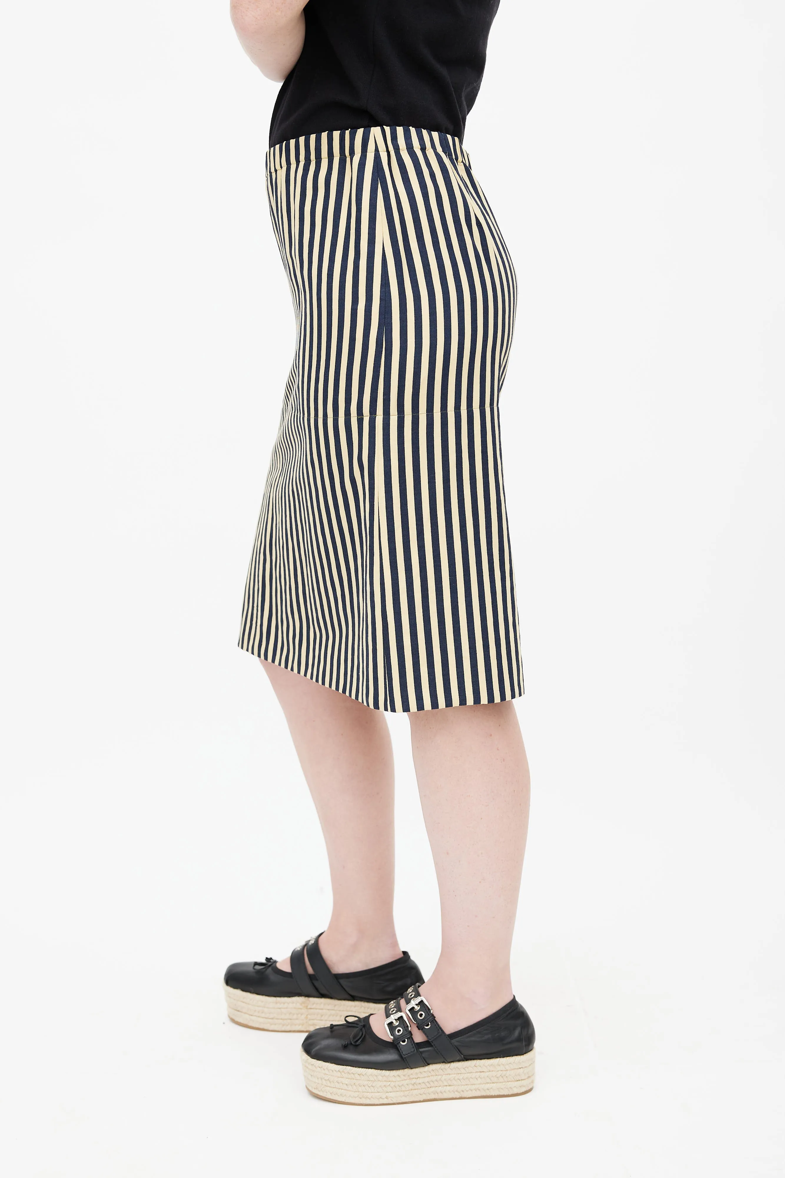 Navy & Yellow Stripe Pencil Skirt