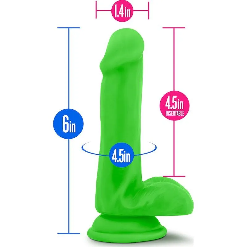 Neo Dual Density Cock With Balls 6in Neon Green